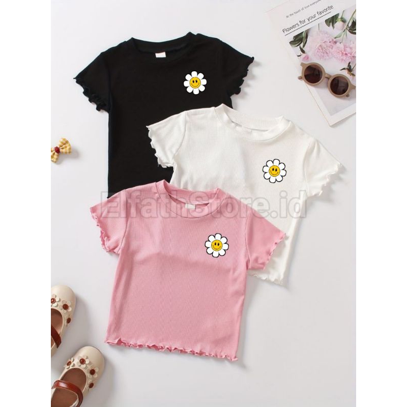 Jual BUNGA T-Shirt Kaos Anak Perempuan Rib Knite Premium | Shopee Indonesia