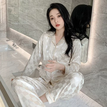 Stelan Piyama Baju Tidur Wanita Lengan Panjang Celana Panjang Satin Import PSLUX