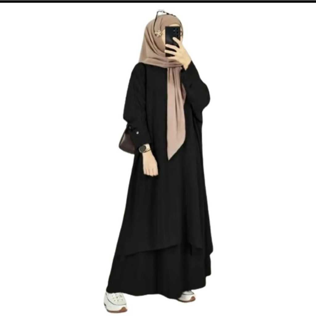 Jual wanset ATIYA / set rock + tunik / bahan crinkle airflow / bussui ...