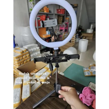 Paket Lampu Ring Light 26cm 33cm Live Dan Tripod Tongsis 1 7 Meter Free 3 Holder Hp Live Studio