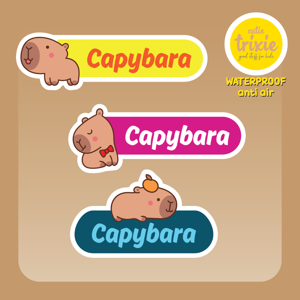 Jual Sticker label nama anak waterproof Capybara | Shopee Indonesia