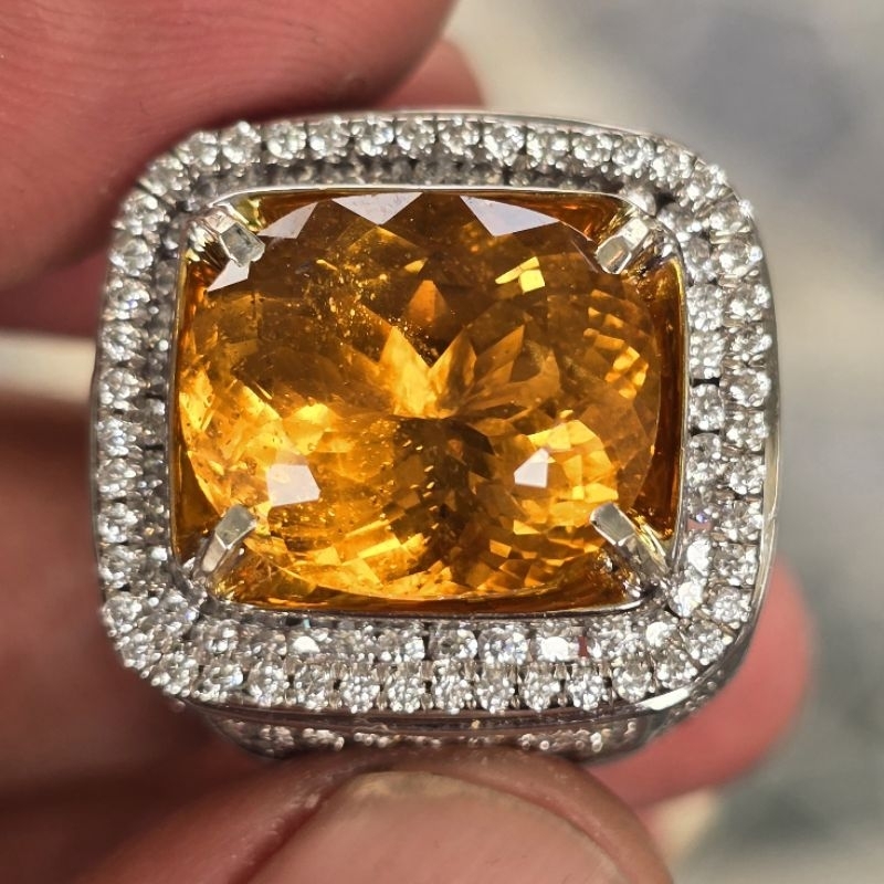 Jual Natural Jumboo Golden Beryl Ring Perak Micro plus Memo | Shopee ...