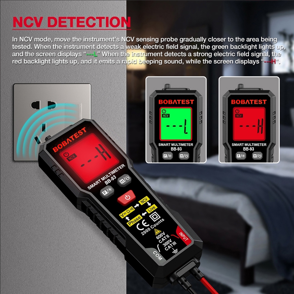 Jual BOBATEST Digital Multimeter Tester Digital Pena Volt NCV AC/DC ...