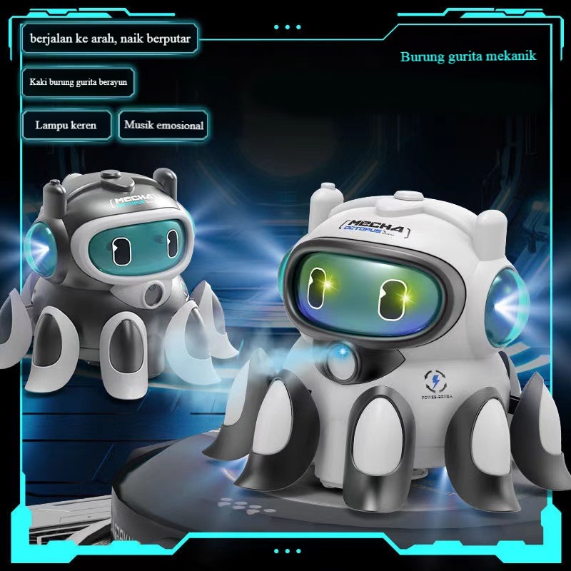 Jual Robot mekanik light boy toy, chargeable octopus semprot electric ...