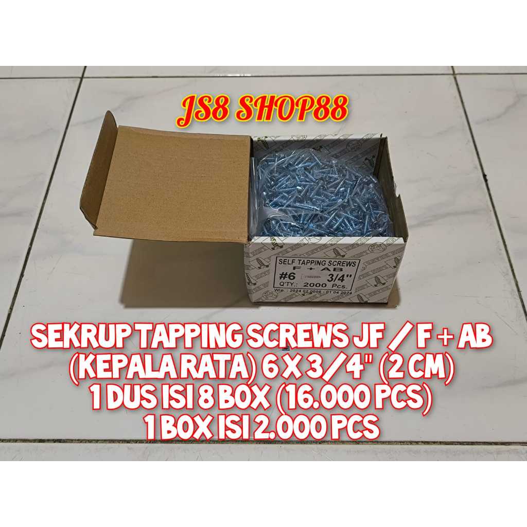 Jual SKRUP KEPALA RATA 6x3/4 SEKRUP TAPPING SCREWS BESI KEPALA FAB / JF ...