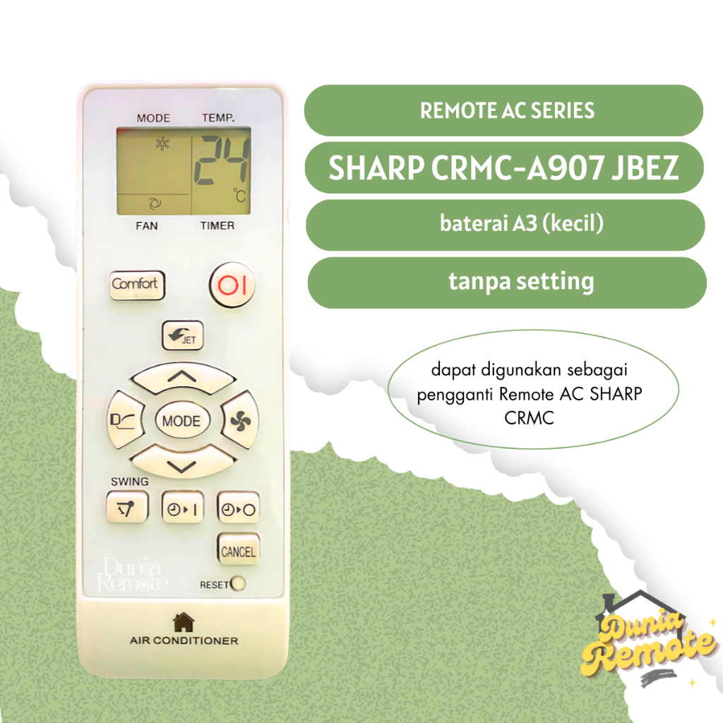 Jual Remote Remot AC SHARP Series CRMC-A901JBEZ Ion Plasmacluster ...