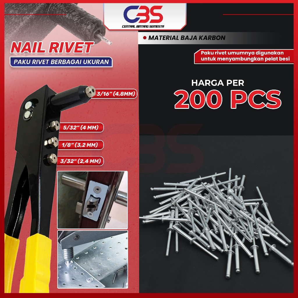 Jual (200 PCS) Paku Rivet 423 435 440 450 Paku Rivet 540 550 565 575 ...