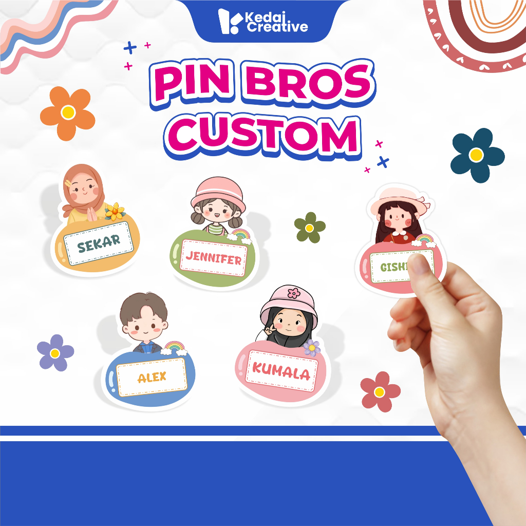 Jual Kedai Creative Pin Bros Akrilik Custom Nama Anak Karakter Lucu ...