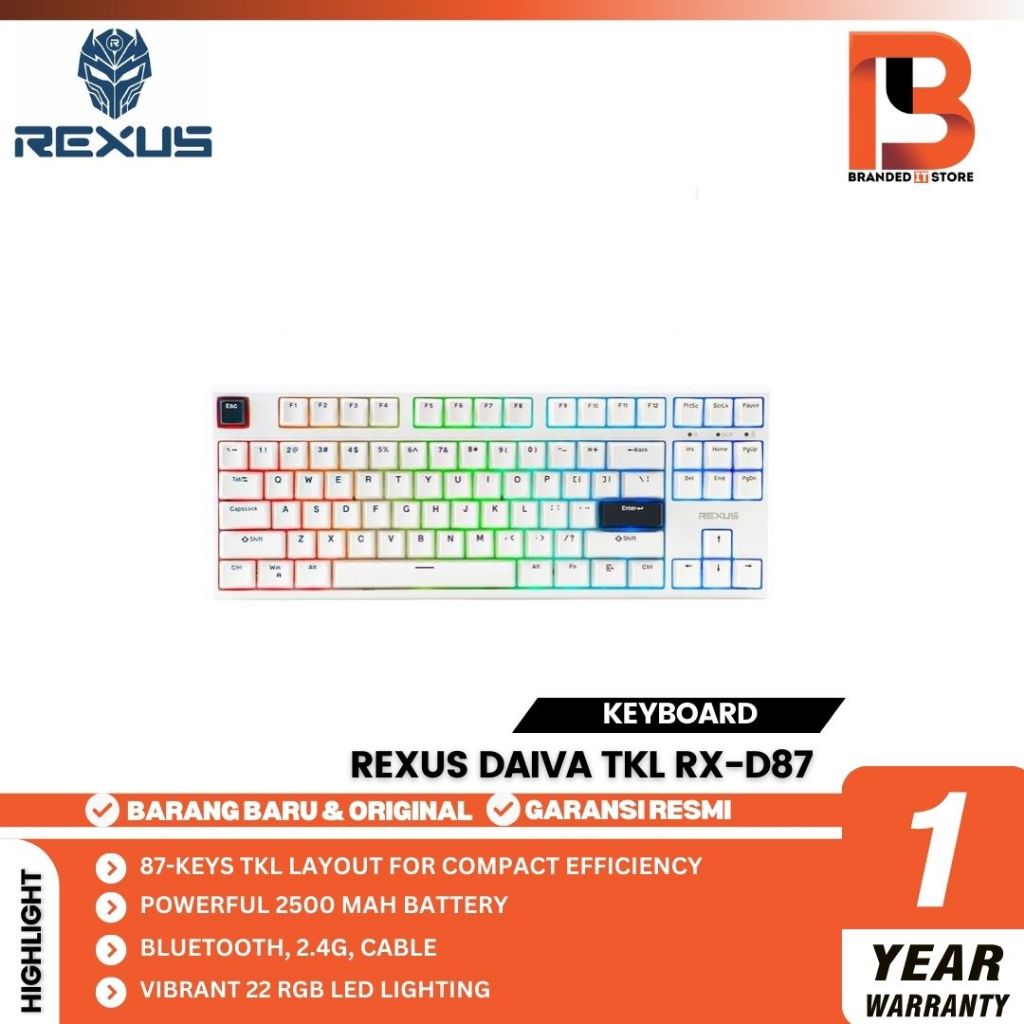 Jual Rexus Daiva TKL RX D87 RX-D87 OUTEMU Wireless 3in1 Connection ...