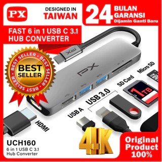 Type C 3.1 to HDMI Hub Converter USB Micro SD Card 6 in 1 PX UCH160