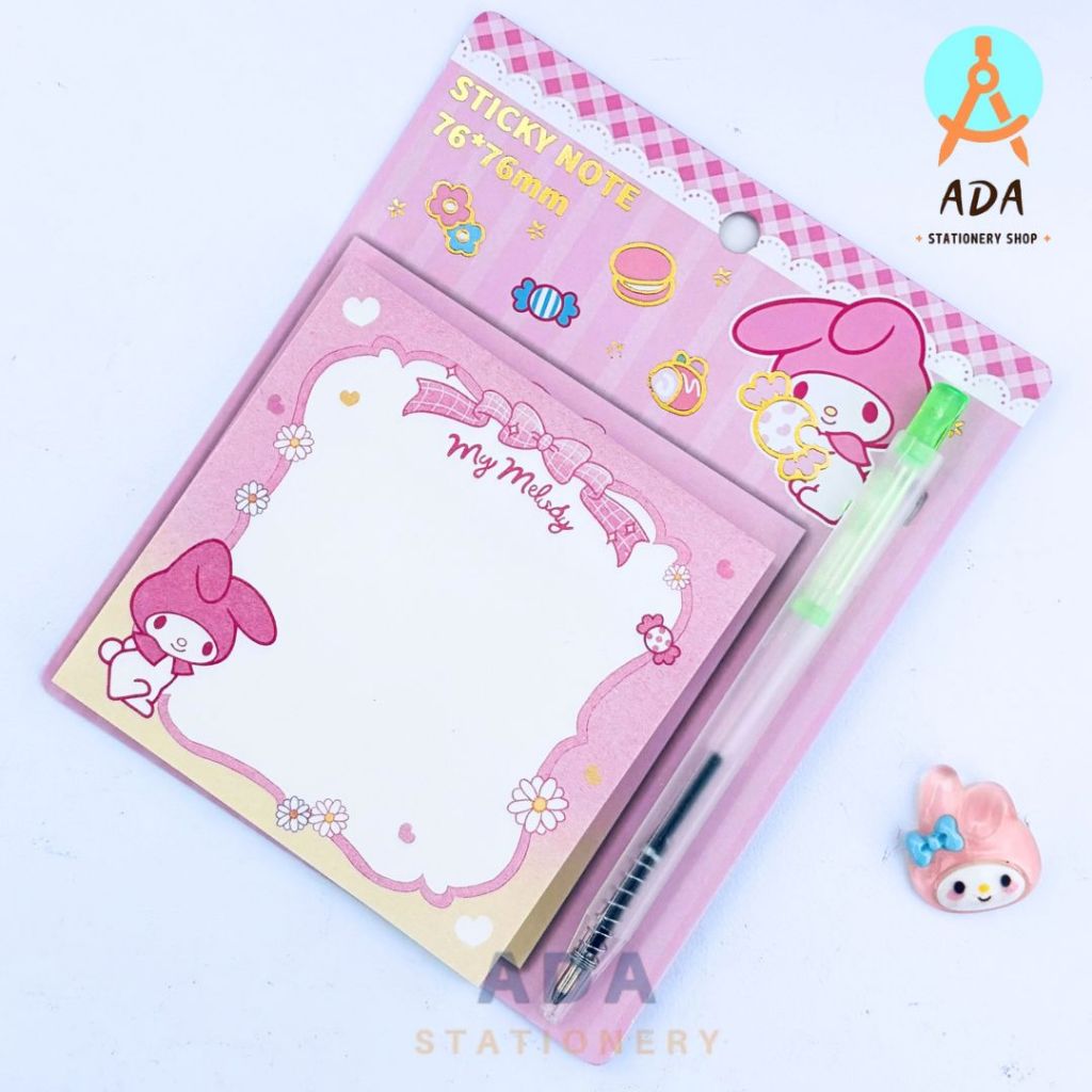 Jual (1 pc ) STICKY NOTES SANRIO + BOLPEN MINI/ A02-8/ 7.6 x 7.6 cm ...