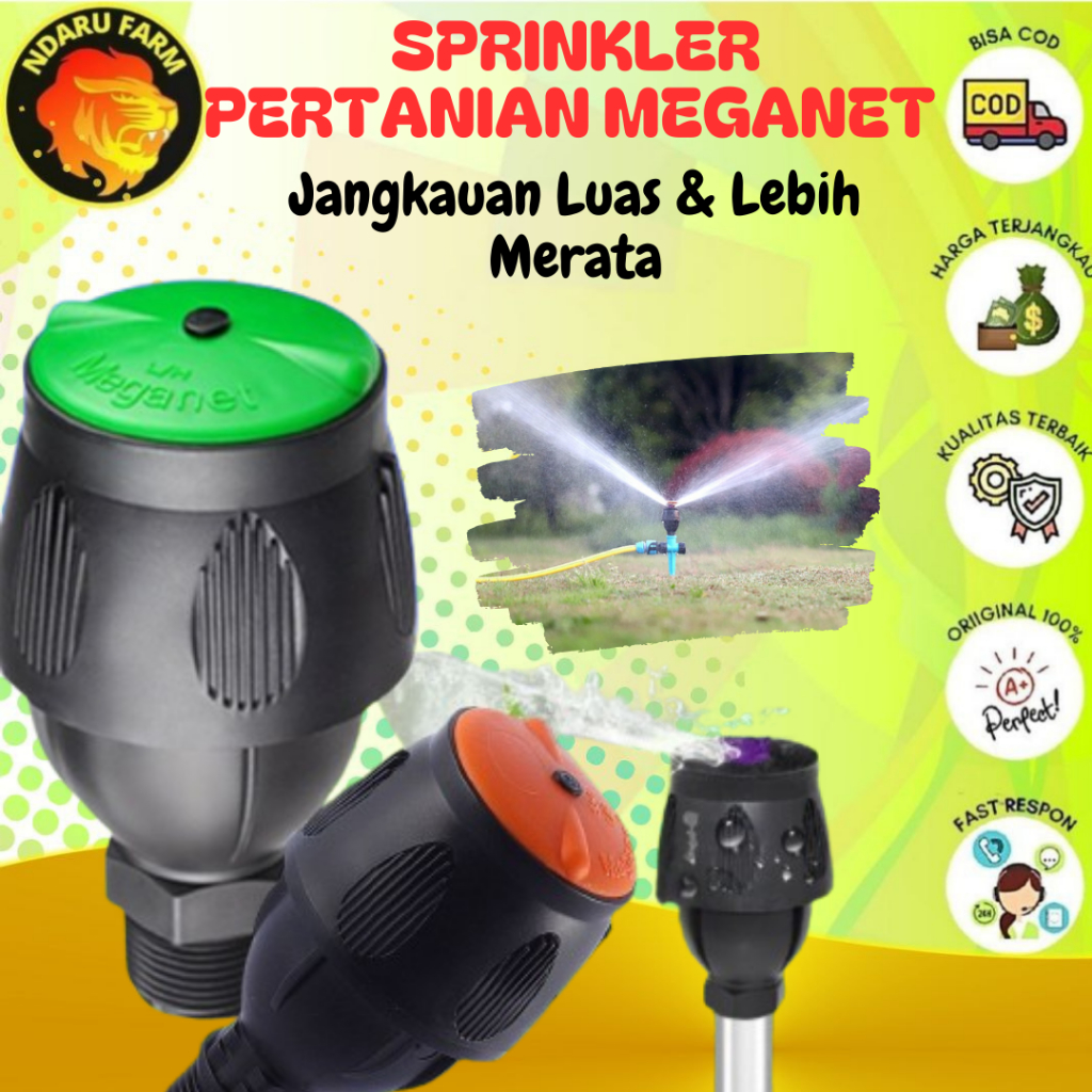 Sprinkler Alat Siram Meganet Sistem Pengairan Hemat Air Taman Sawah dan Industri Jangkauan Luas Dan Merata