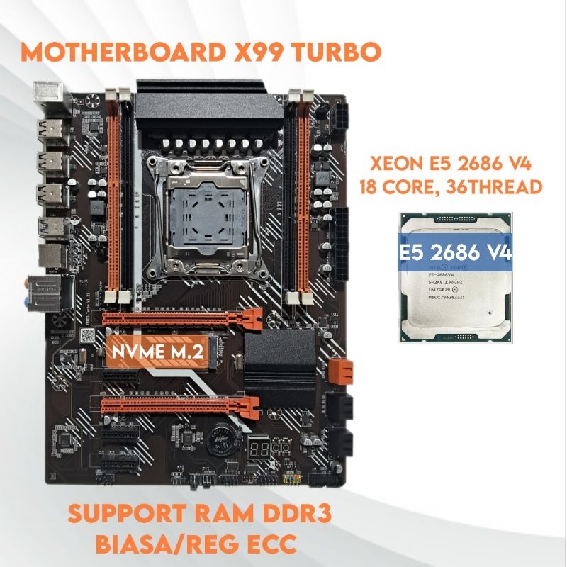 Jual Bundle Motherboard X99 Turbo E5 V3 (Setara Ryzen 3600/i7