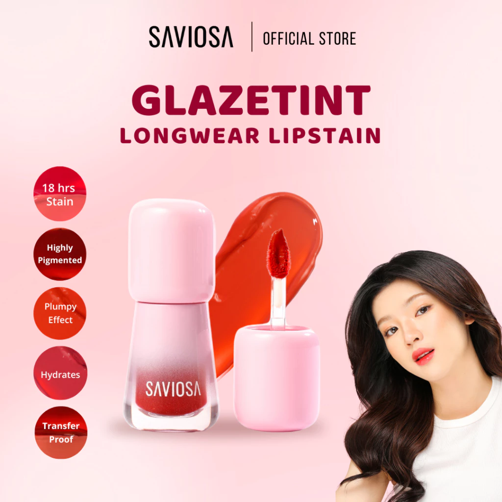 SAVIOSA Glazetint Longwear Lipstain - Tahan 18 jam - Waterproof