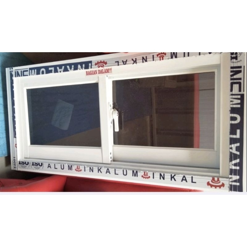 jendela sleding  aluminium  40x100 3inci lengkap tinggal pasang,hitam putih coklat