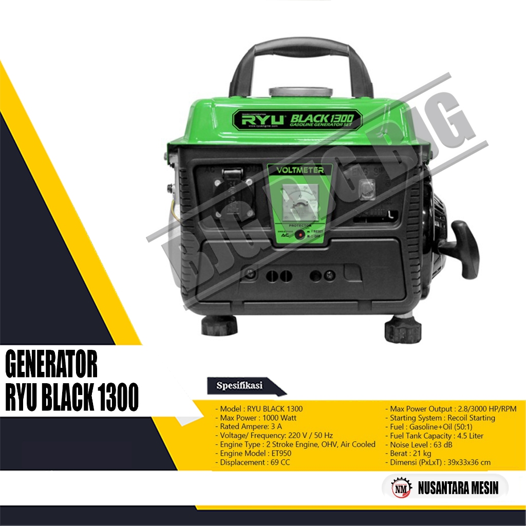 Jual MESIN GENSET / GASOLINE GENERATOR RYU BLACK 1300 | Shopee Indonesia