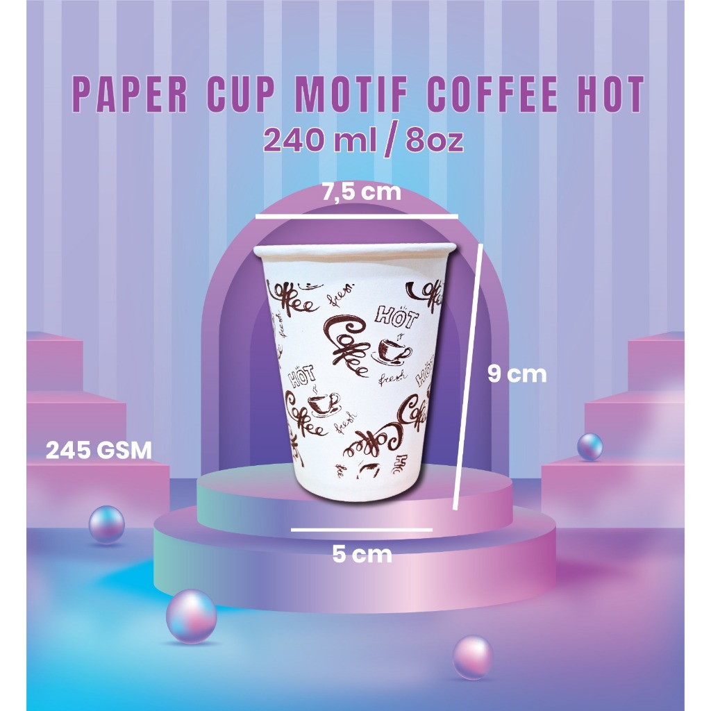 Jual paper cup kopi /gelas kopi motif 240ml/8oz sablon termurah ,paling ...