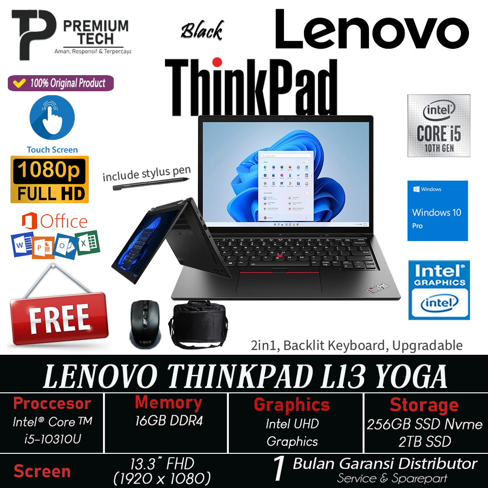Jual Laptop Lenovo Thinkpad L13 Yoga Intel i5 10310U 16GB SSD 2TB Touch ...