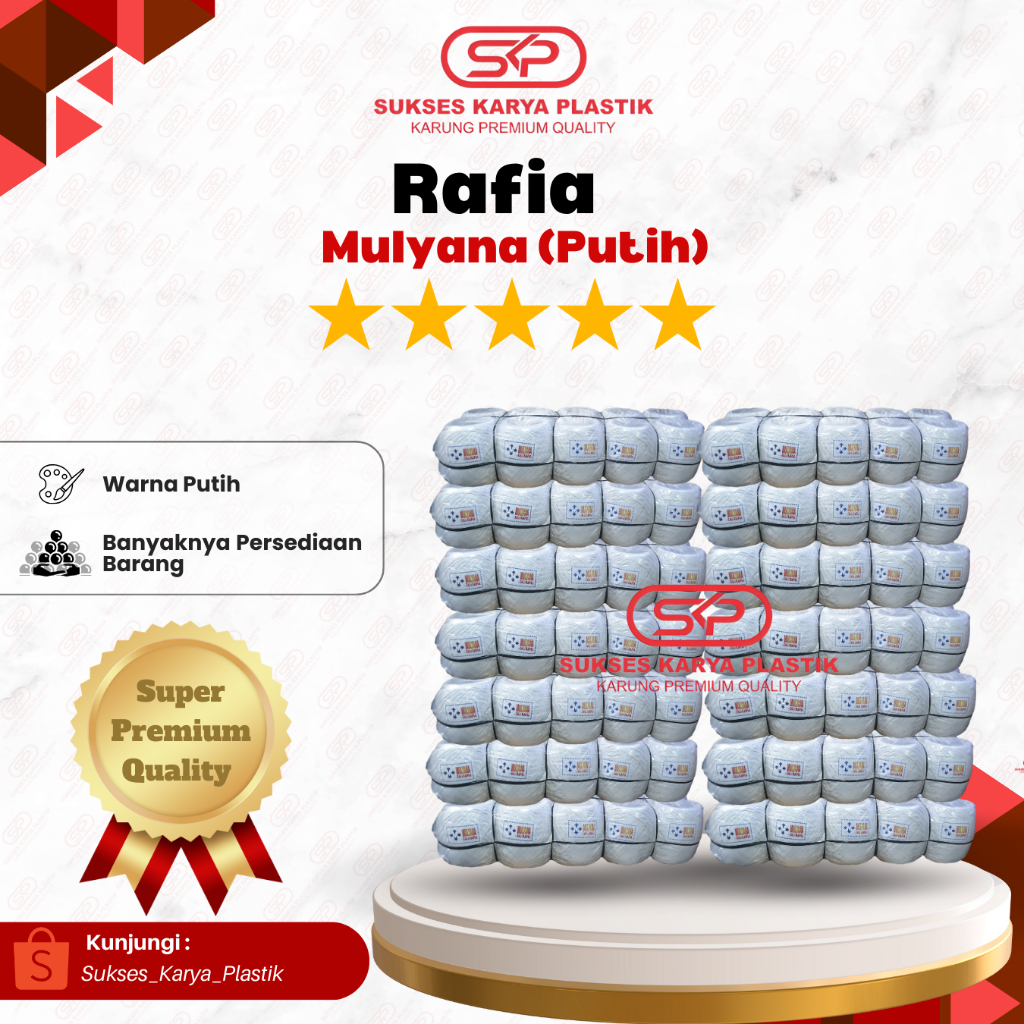 Jual TALI RAFIA MULYANA PUTIH 1 BALL (10 ROLL) TALI PLASTIK RAFIA PUTIH ...