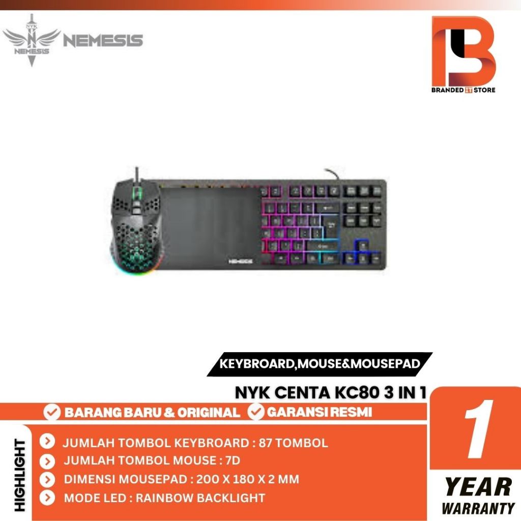 Jual NYK Nemesis Keyboard mouse mousepad Combo 3 in 1 TKL CENTA KC80 ...