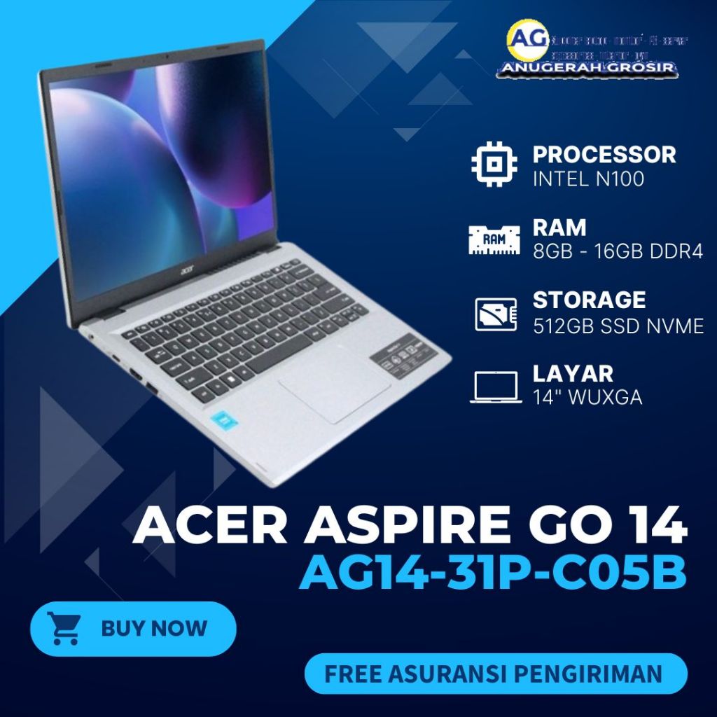 Jual SALE! Acer Aspire Go 14 AG14-31P-C05B Intel N100 Ram 16Gb Ssd