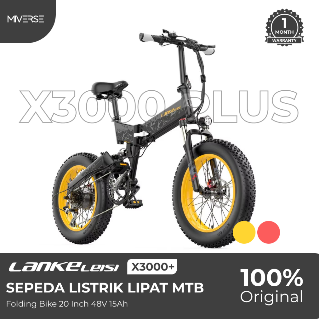 VTT électrique Lankeleisi X 3000 Plus - Fatbike 20" Noir - 7 Vitesses - Neuf