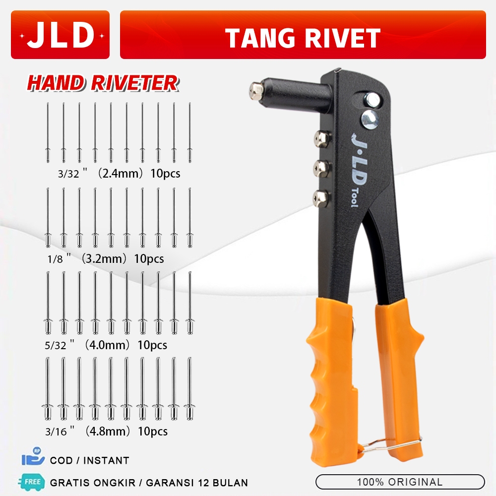 Jual JLD 4-In-1 Tang Rivet Alumunium Hand Riveter 2.4 - 4.8mm 9.5Inch ...