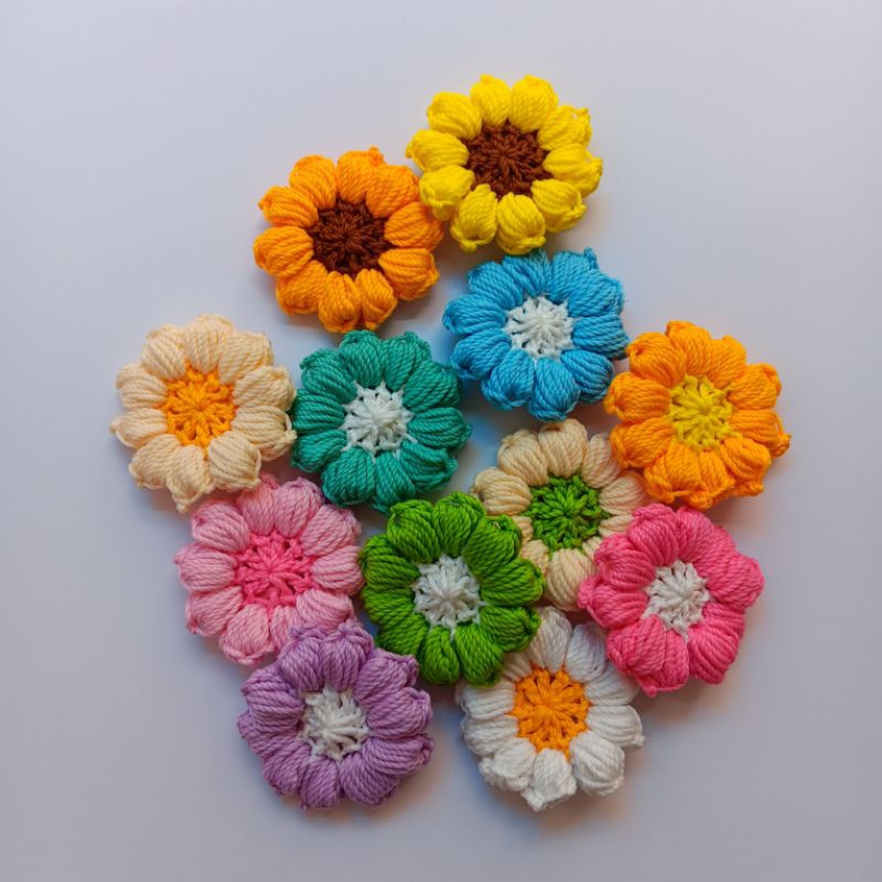 Jual Rajutan Bunga Banyak Warna Ukuran 4 cm | Shopee Indonesia