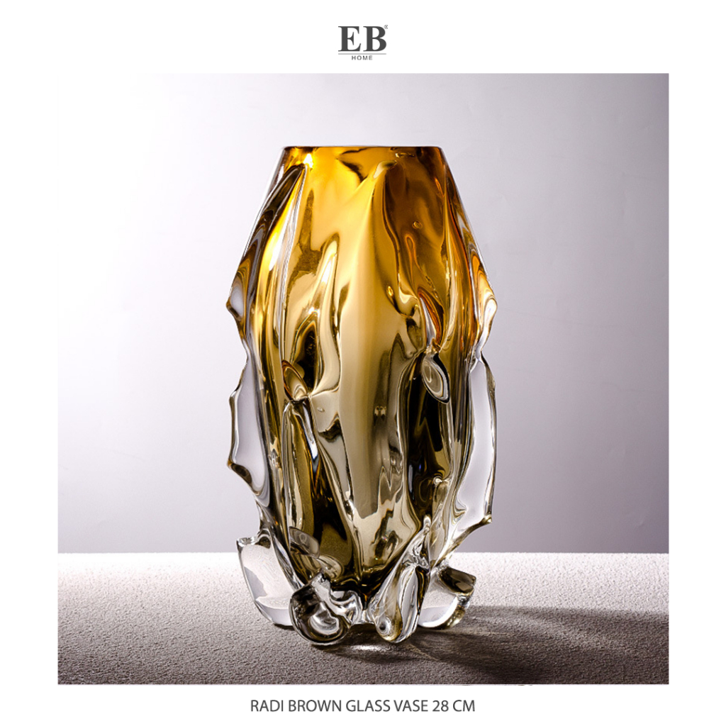 Jual Vas Bunga Kaca Transparant Mewah / Radi Brown Glass Vase EB Home ...