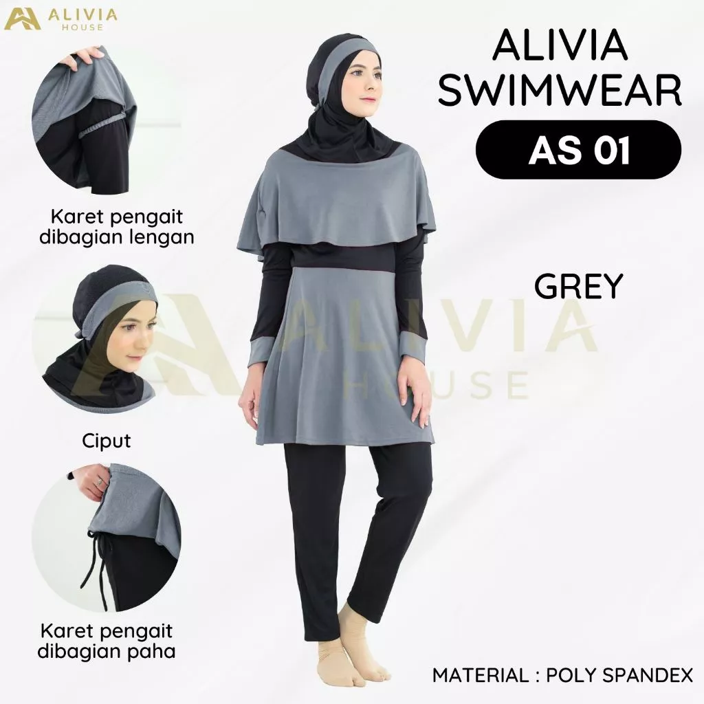 Baju Renang Muslimah Dewasa dan Remaja Alivia Swimwear AS01 - Fashion Marina