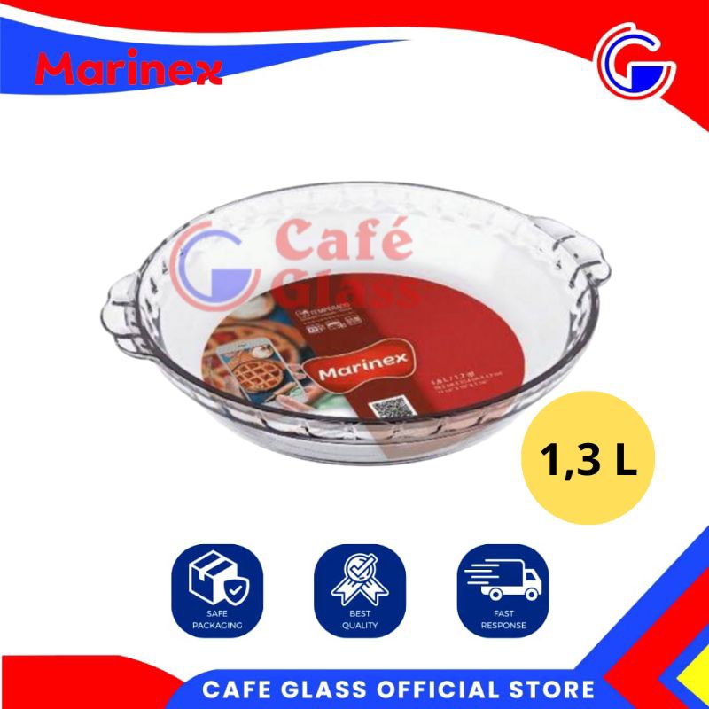 Loyang Kaca Bulat 1.3L - Wadah Saji Marinex Tahan Panas - Loyang Oven Tebal 6228