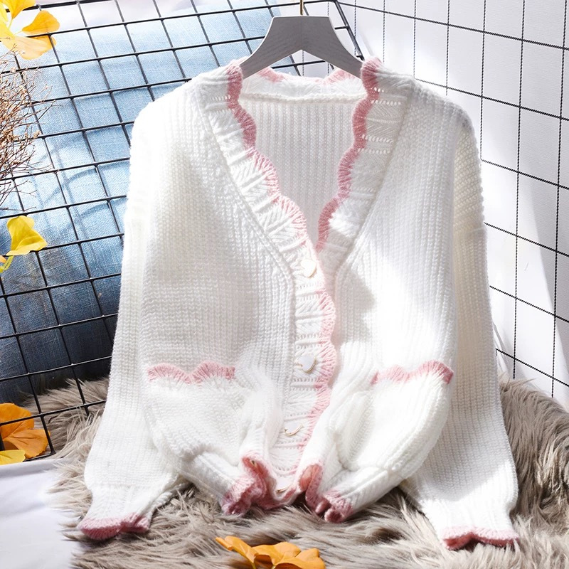 Jual LULU Cardigan Rajut Knit Wanita Kancing Hati Cantik Style Korea