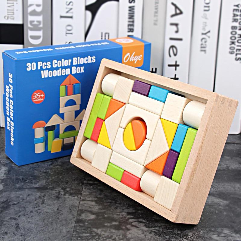 Jual 30 Pcs Color Blocks Wooden Box/Mainan Edukasi Anak/Education Toys ...