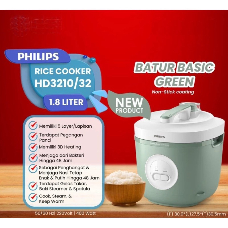 Jual Rice Cooker Philips HD3210 / HD 3210 Magic Com 3 in 1 Non Stick ...