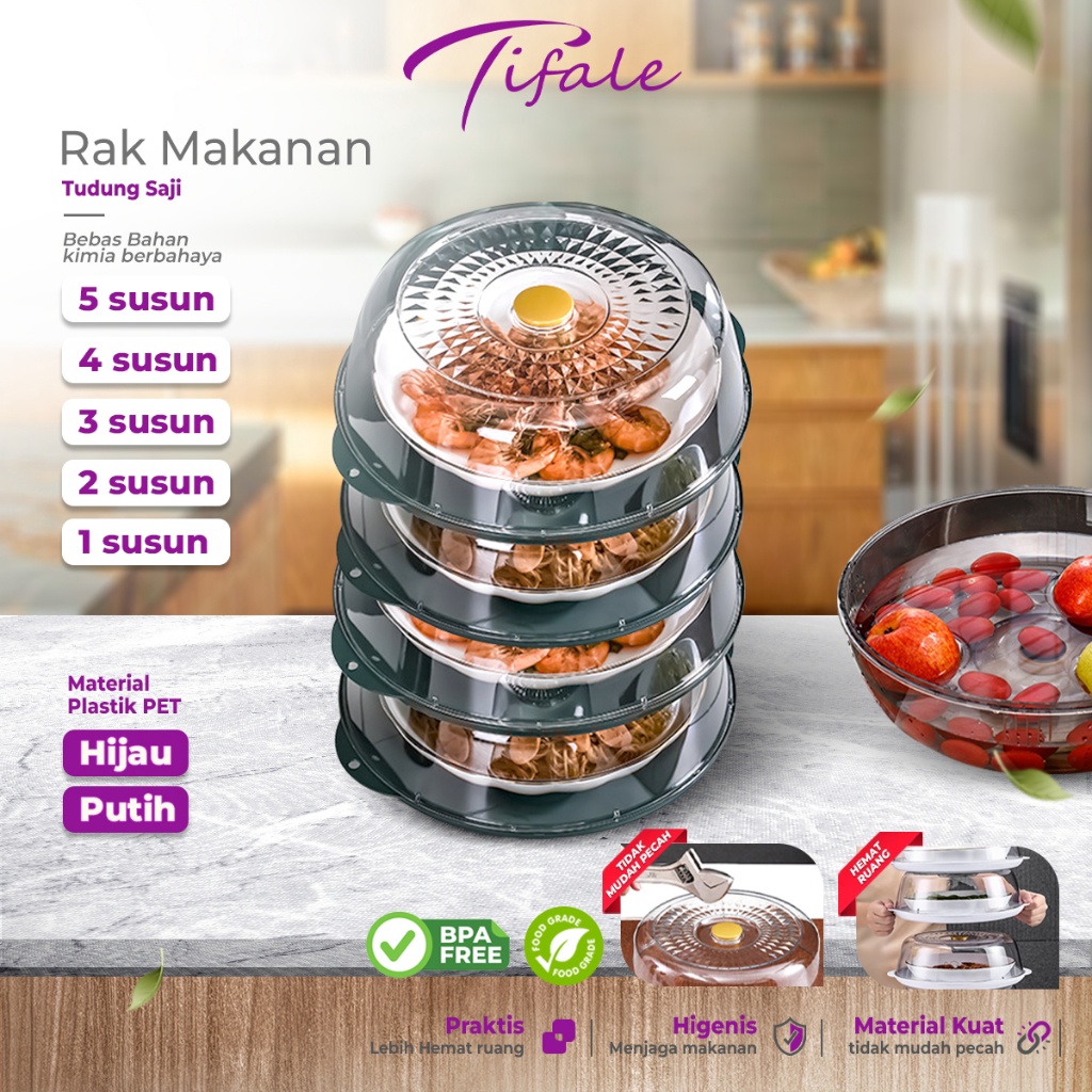 Jual Tifale Tudung Saji Susun Kristal Anti Pecah Rak Untuk Menyimpan ...
