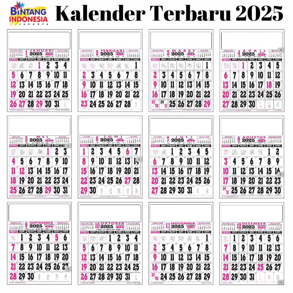 Jual KALENDER TERBARU 2025 UKURAN JUMBO 50 X 65 | Shopee Indonesia