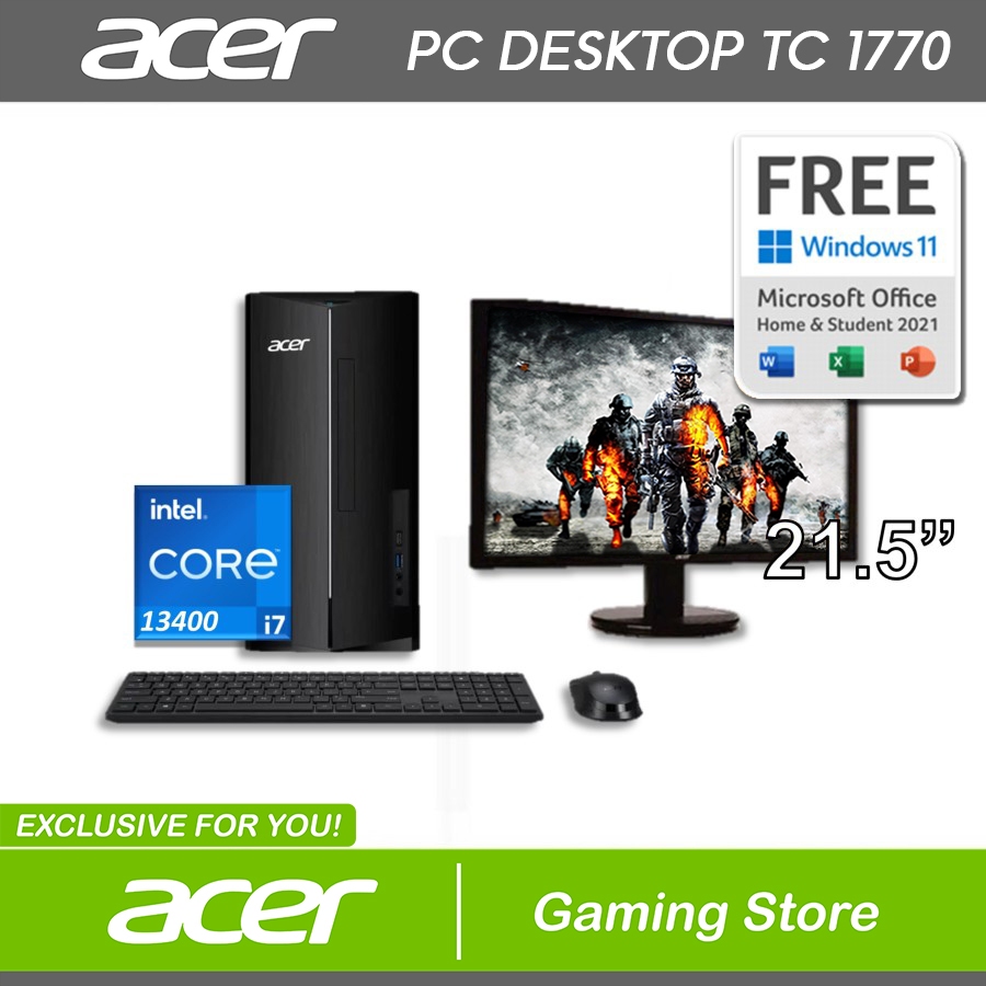 Jual PC DESKTOP - ACER TC 1770 I7 13700 8GB 512GB W11+OHS +LED 21.5 ...