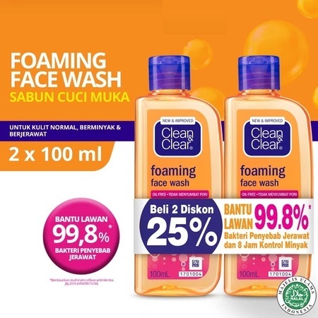 Jual [Banded Beli 1 Gratis 1] Clean & Clear Foaming Face Wash 100ml