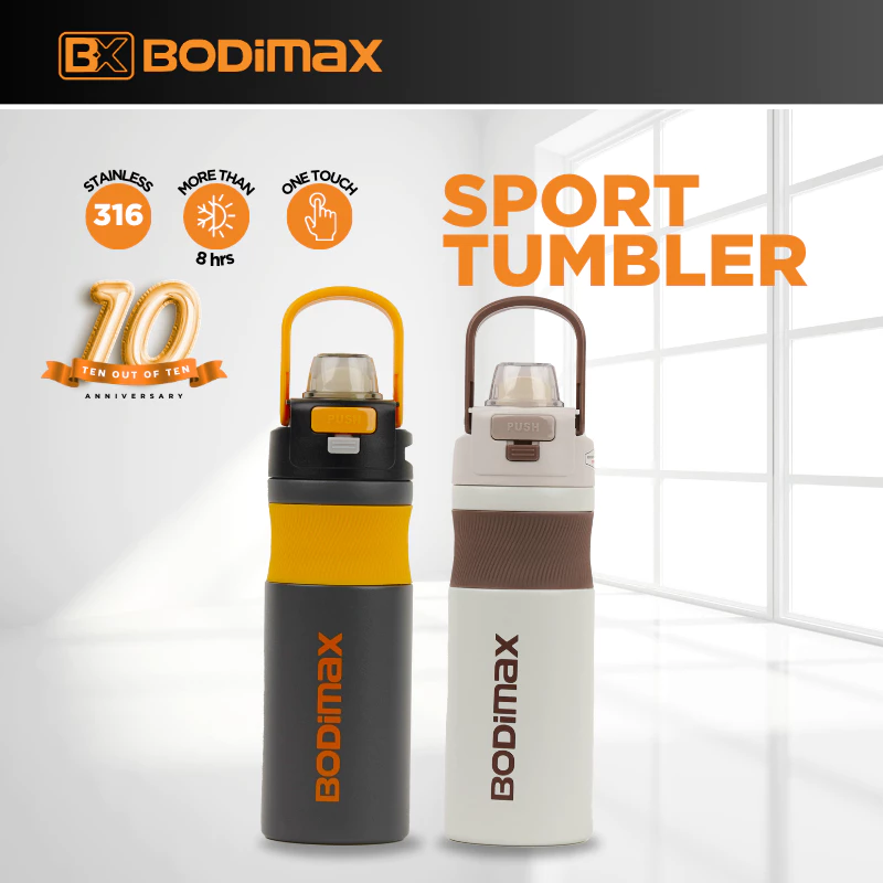 Bodimax Sport Tumbler/ Straw Stainless Bottle / Botol Minum Olahraga