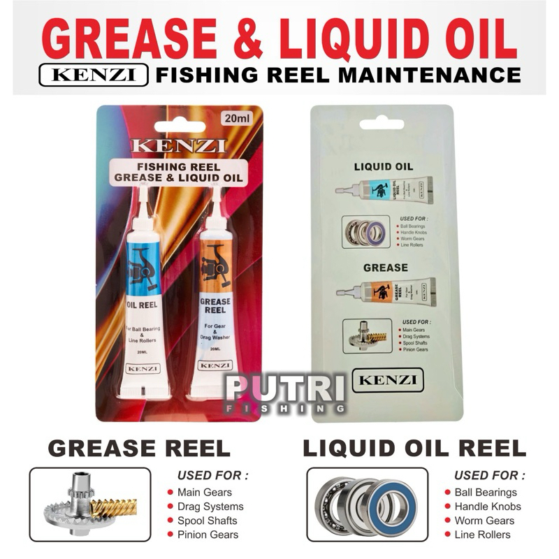 Jual KENZI REEL GREASE OIL 20ml PELUMAS REEL PANCING Perawatan Reel ...