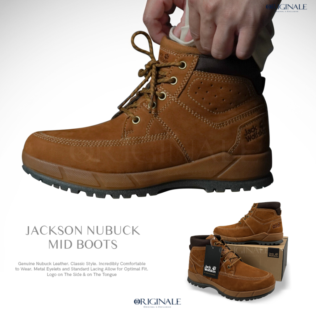 Sepatu kulit Pria Nubuck Jackson Mid Boots Honey Brown - Main Image
