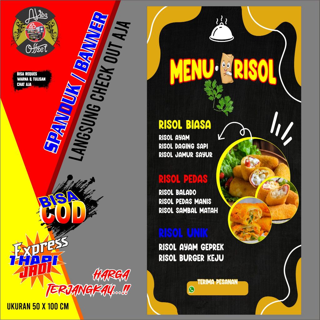 Jual BANNER SPANDUK MENU RISOL UKURAN 50X100CM | Shopee Indonesia