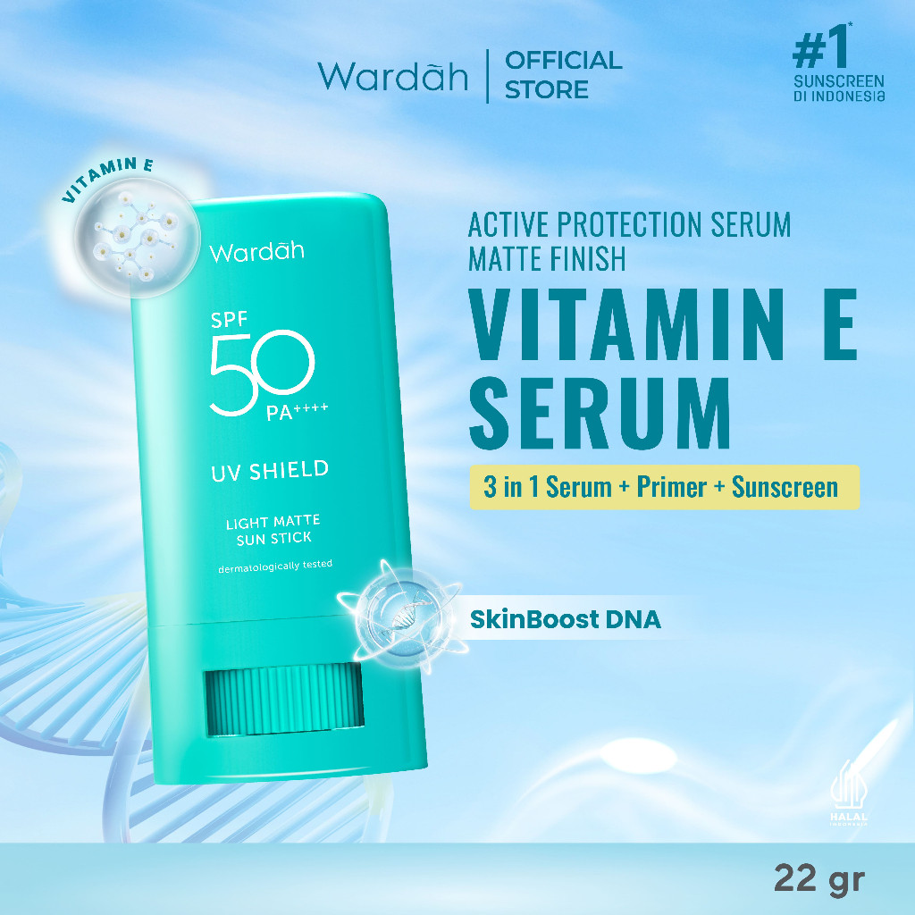 Wardah UV Shield Light Matte Sun Stick SPF 50 PA +++ 22 g - Sunscreen Wajah 0% Alkohol dan Sebum Control - Tekstur Ringan - Untuk Semua Jenis Kulit