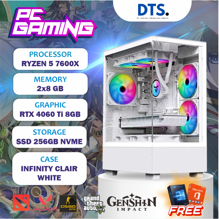 Jual Pc Gaming | Ryzen 5 7600X | RTX 4060 Ti 8GB | 16GB DDR5 | 256 NVME ...