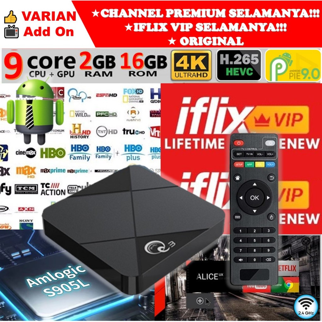 Jual STB Android 9 Smart TV Box Android Q3 Mini Ram 2GB Rom 16GB 2/16 ...