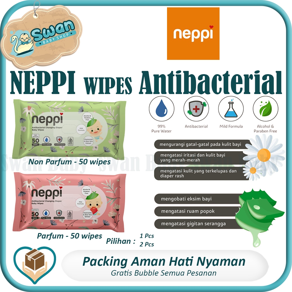 Jual Neppi Antibacterial Diaper Wipes Isi 50's [ Non Parfume / Parfume ...