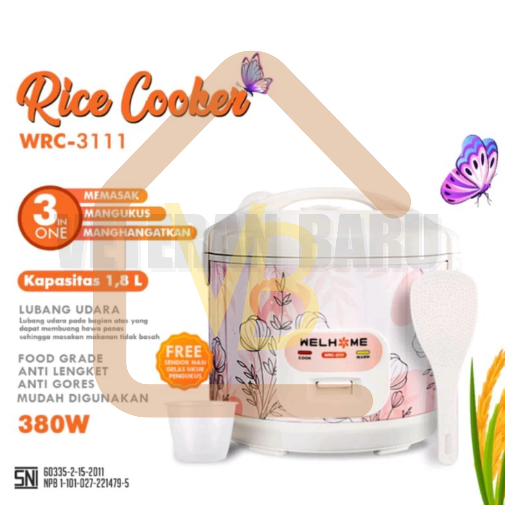 Jual Rice Cooker Welhome 1,8 liter WRC-311 Magic Com 3in1 Multifungsi ...
