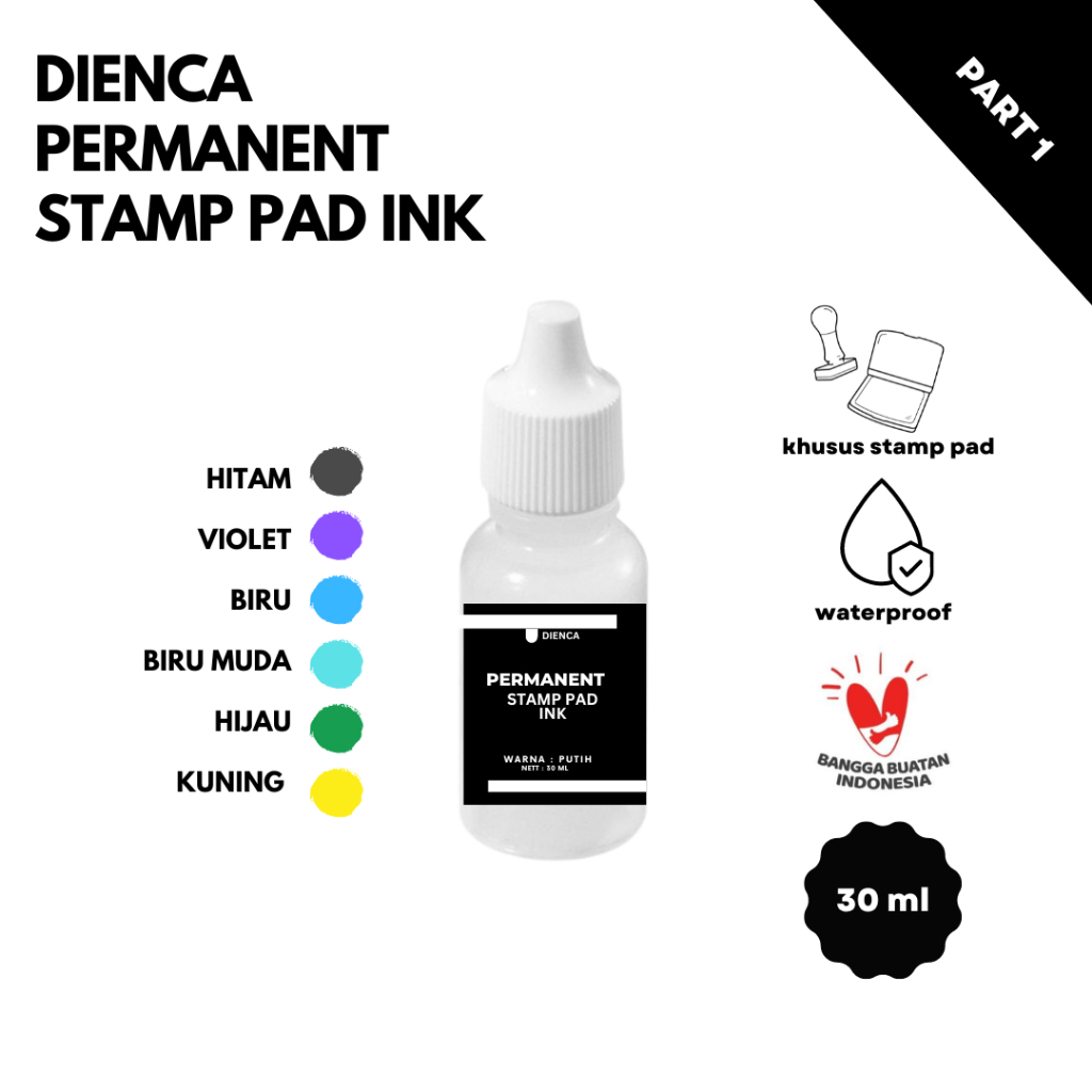 Jual Dienca Permanent Stamp Pad Ink 30ml PART 1 | Shopee Indonesia