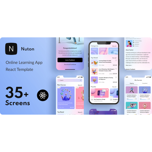 Jual Nuton v1.0 - Online Learning & Education Mobile Apps PWA React ...