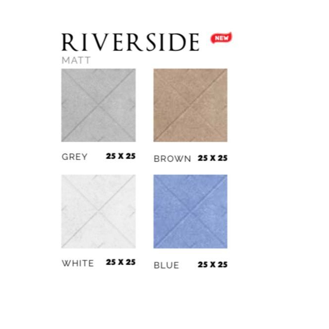 Jual ASIA TILE FLOOR TILE RIVERSIDE MATT GREY, BROWN, WHITE, BLUE 25X25 ...